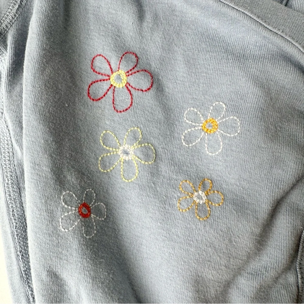 Hanna Andersson Floral Embroidered Onesie and Rainbow Print Leggings